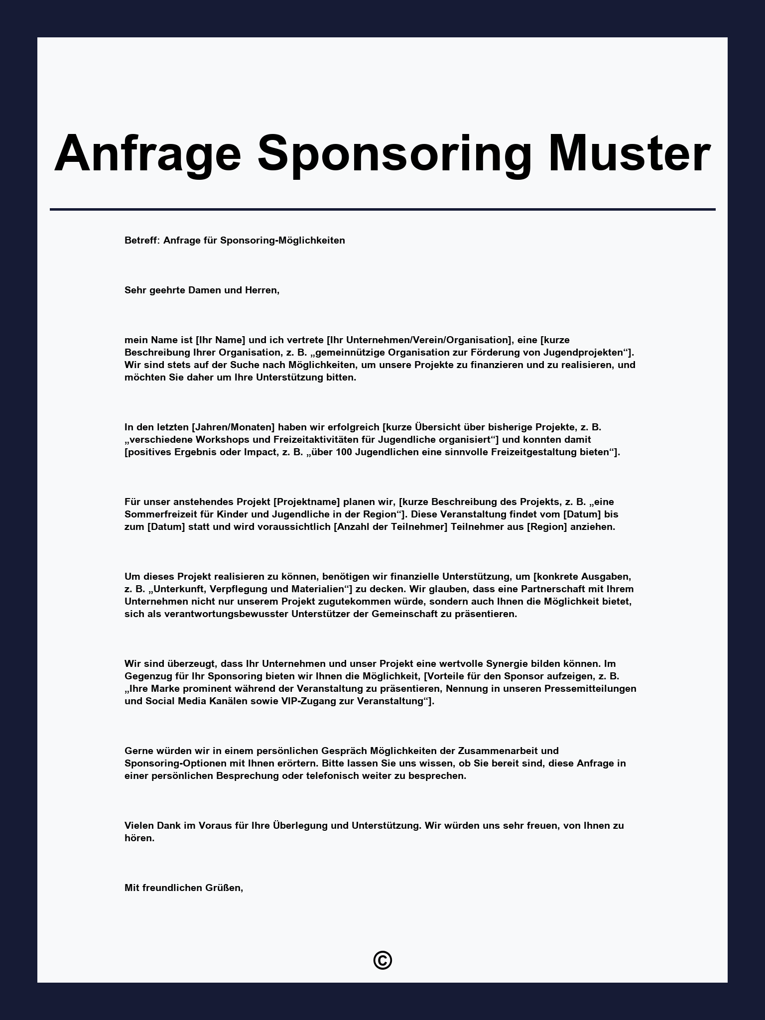 Anfrage Sponsoring Muster