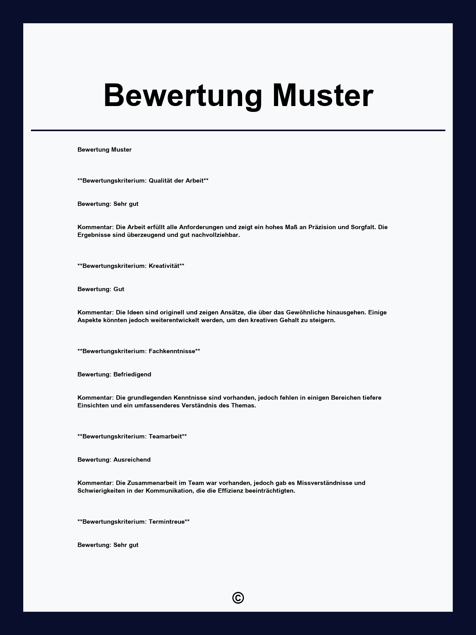 Bewertung Muster