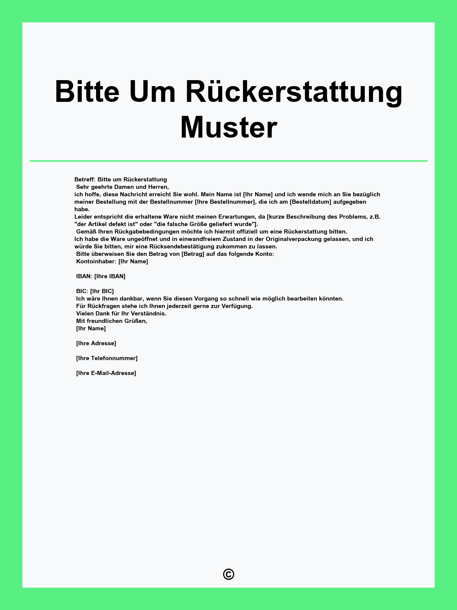 Bitte Um Rückerstattung Muster