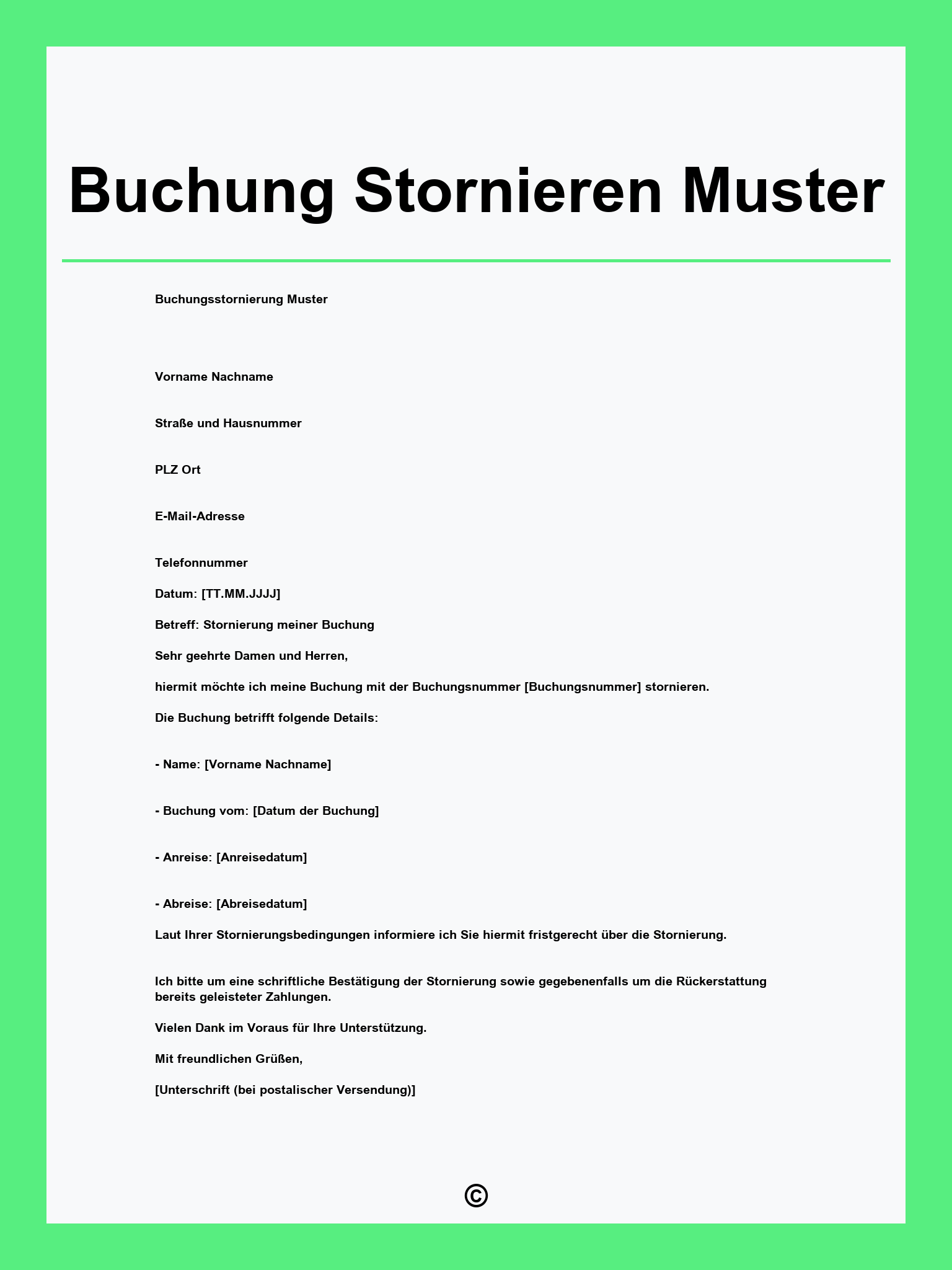 Buchung Stornieren Muster