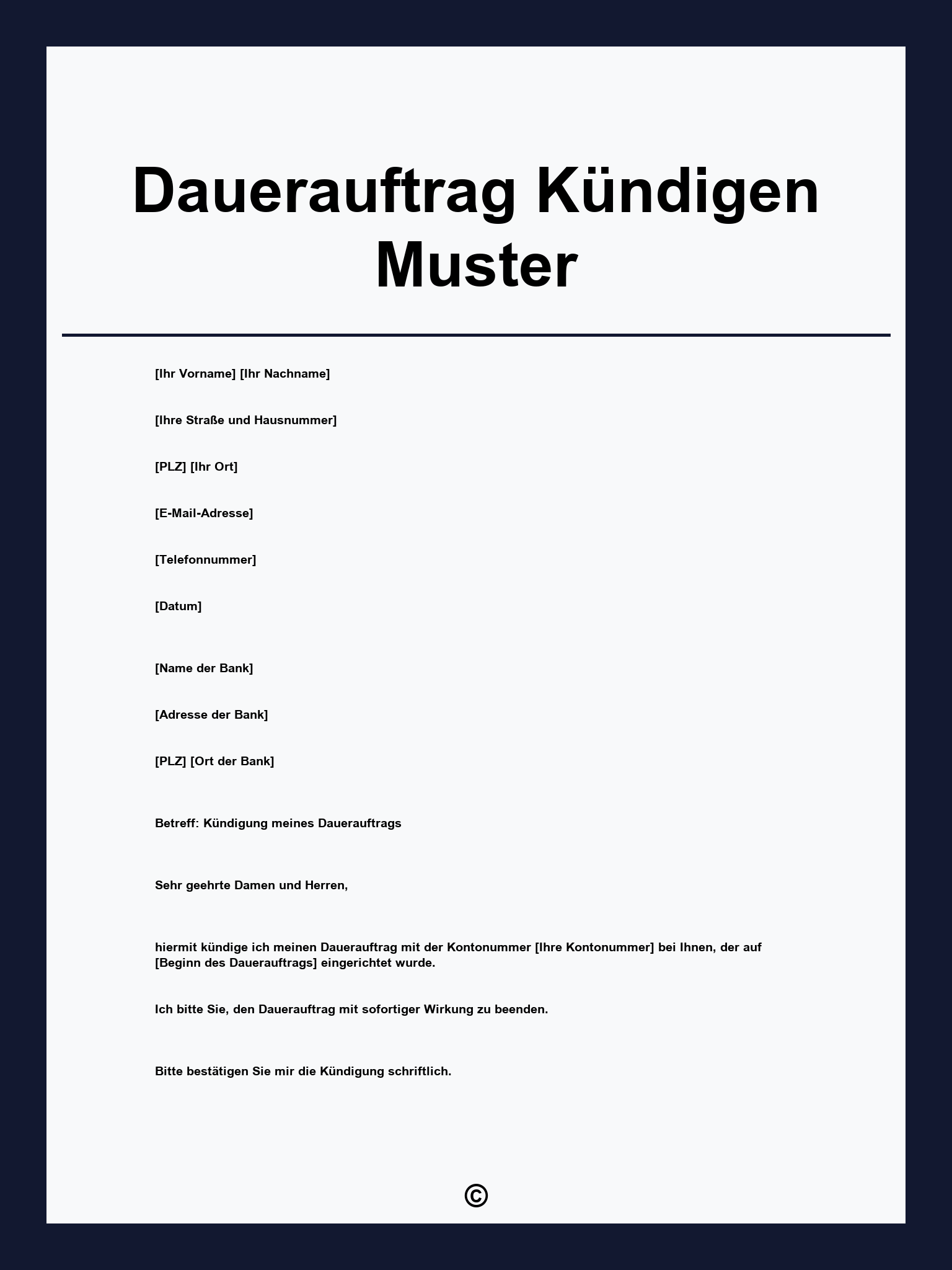 Dauerauftrag Kündigen Muster