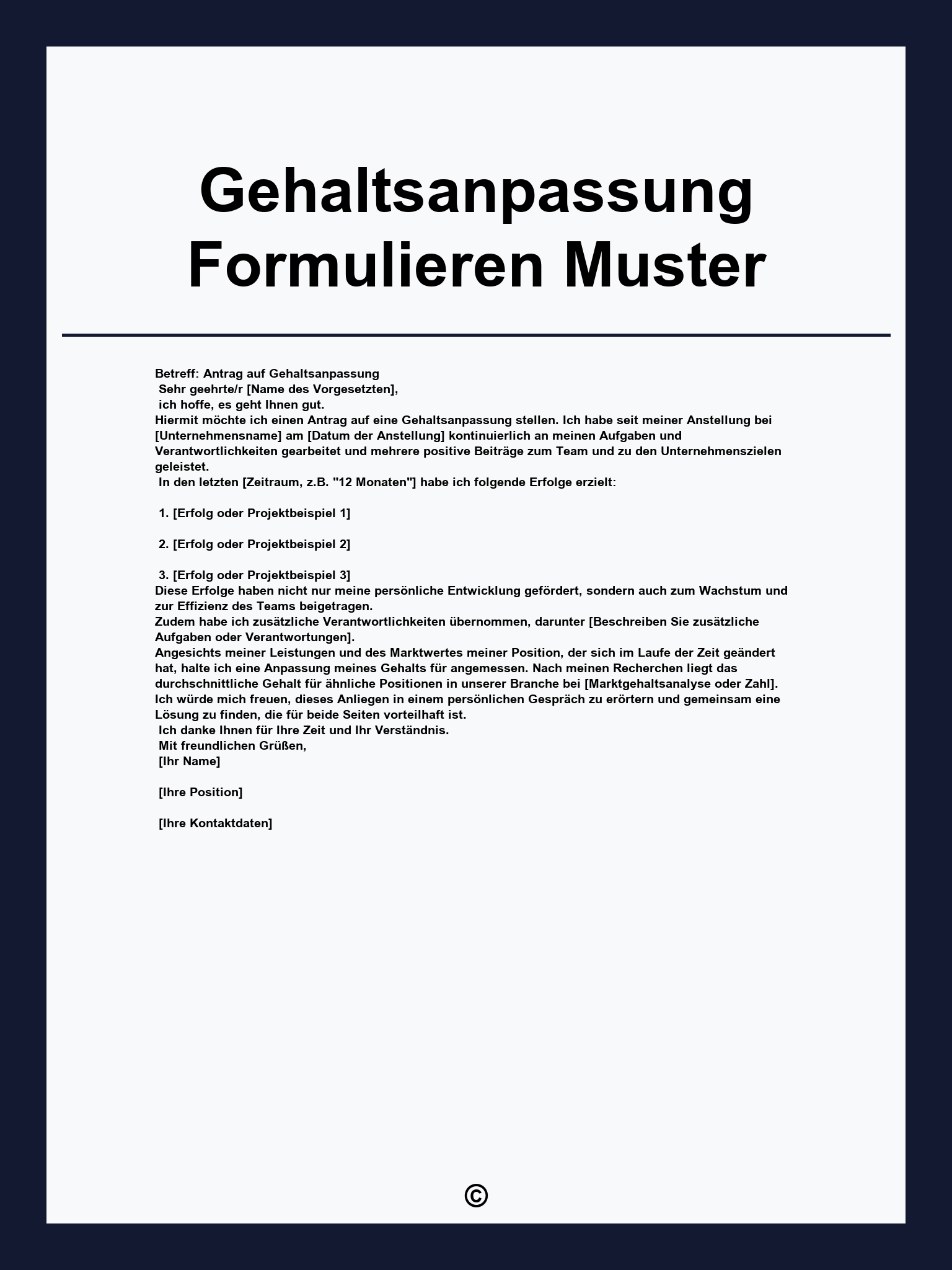Gehaltsanpassung Formulieren Muster