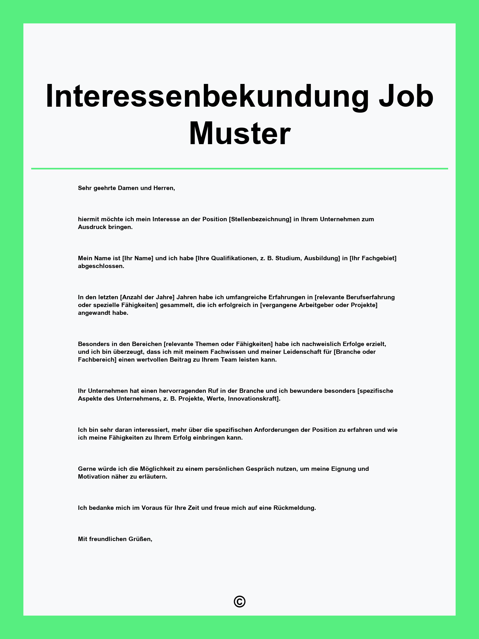 Interessenbekundung Job Muster