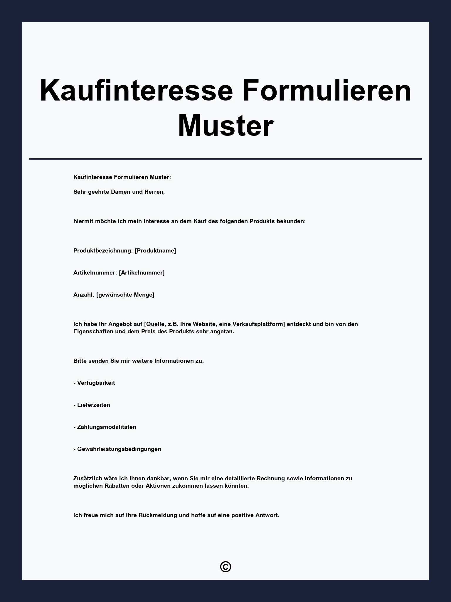Kaufinteresse Formulieren Muster
