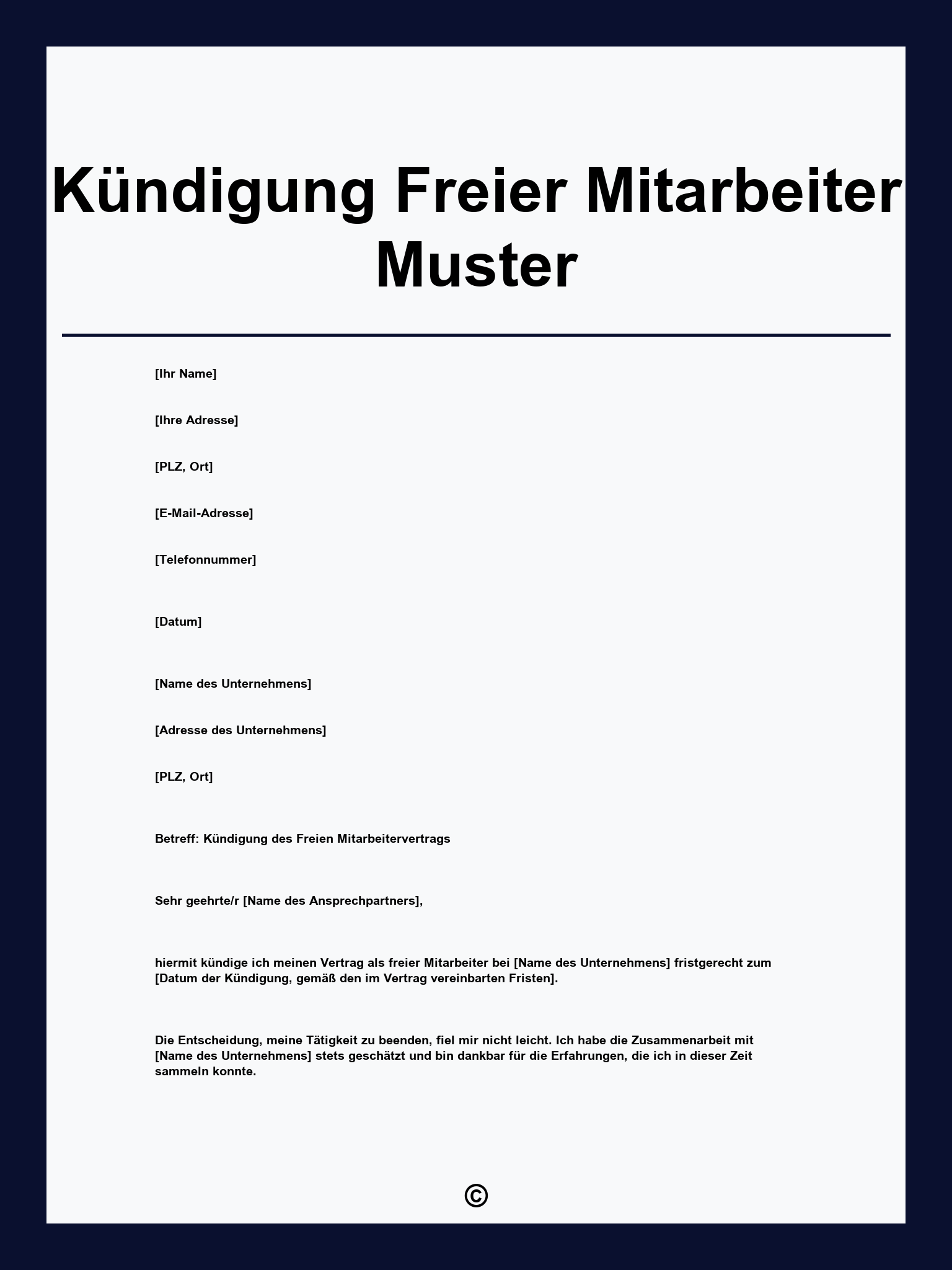 Kündigung Freier Mitarbeiter Muster