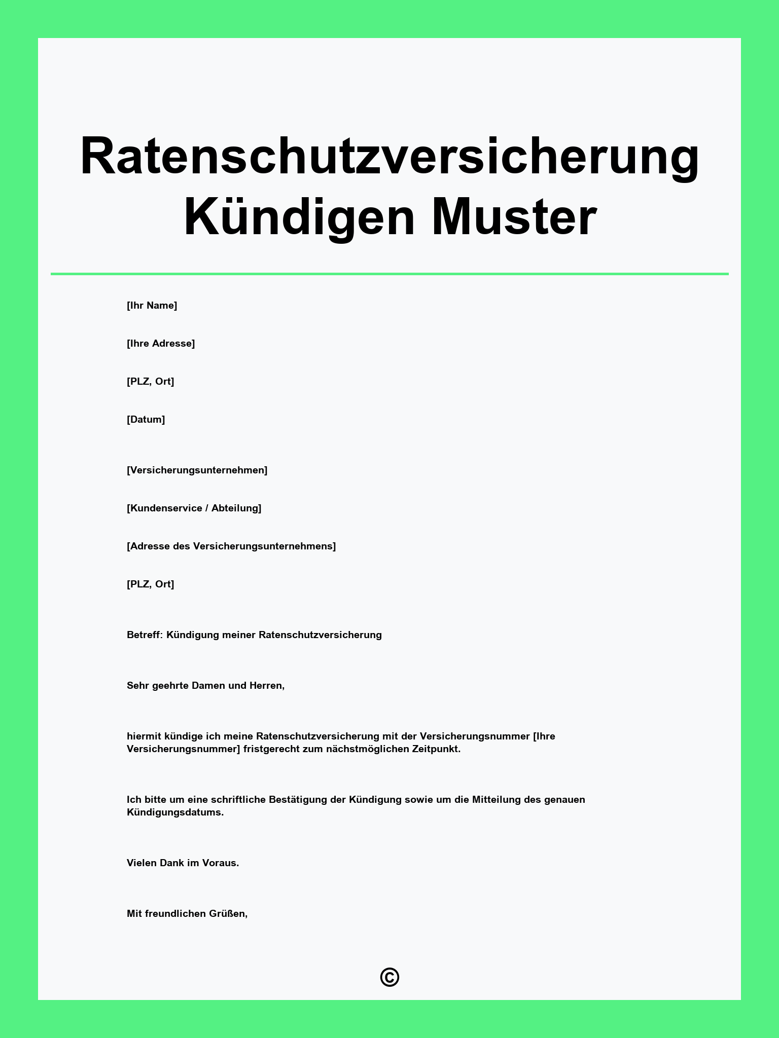 Ratenschutzversicherung Kündigen Muster