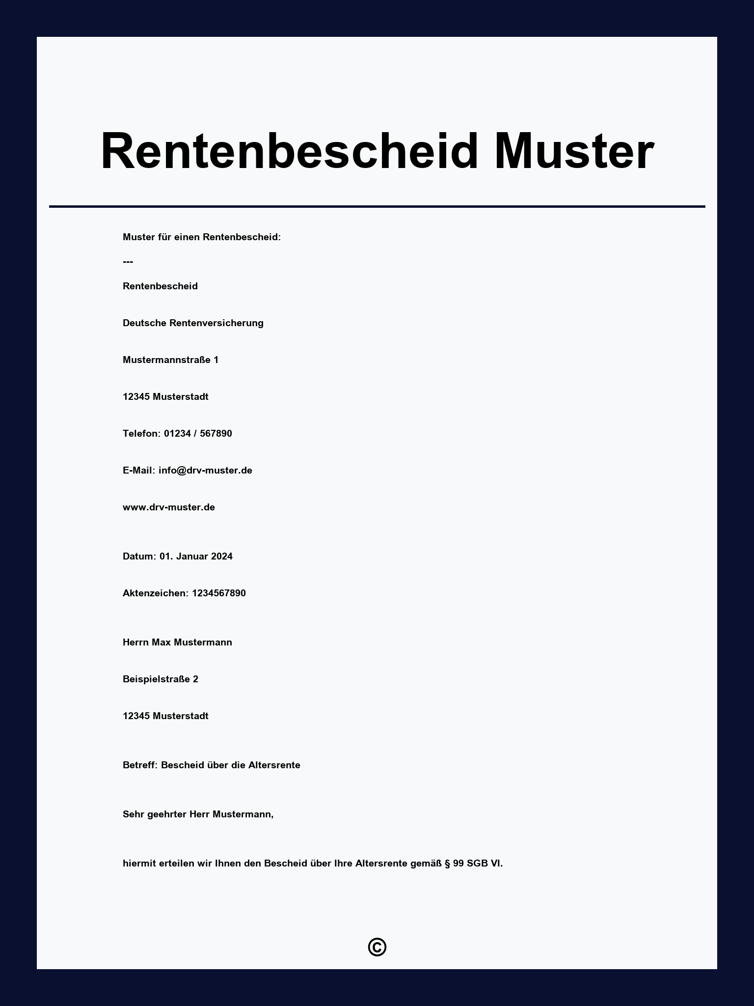 Rentenbescheid Muster