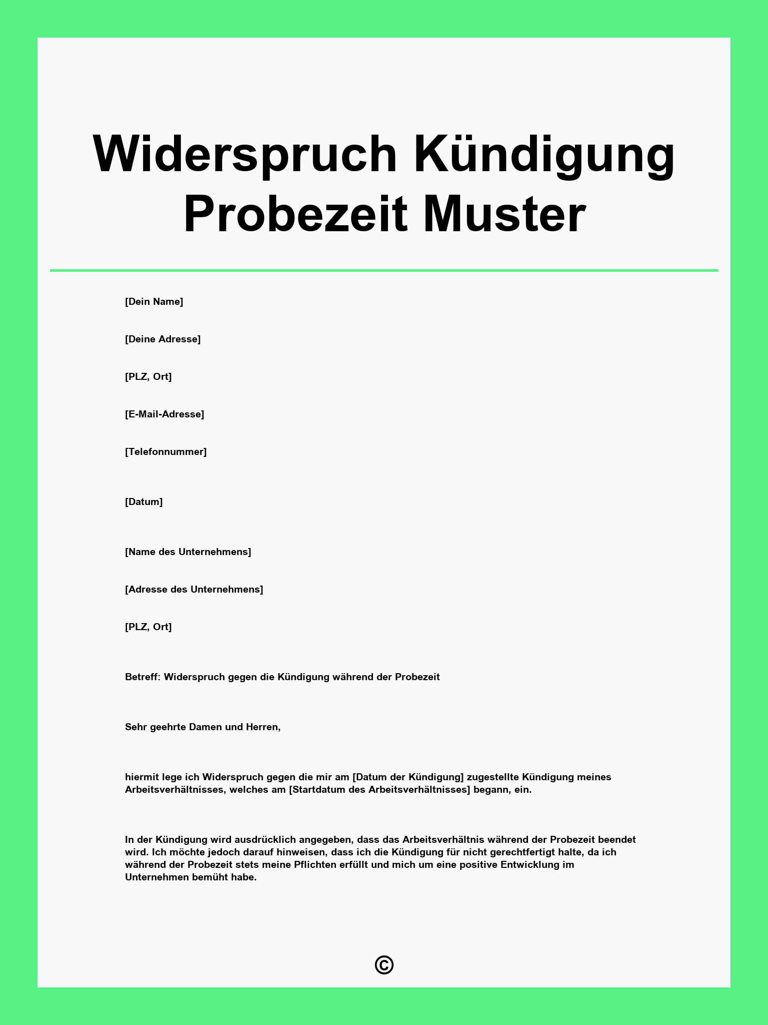 Widerspruch Kündigung Probezeit Muster