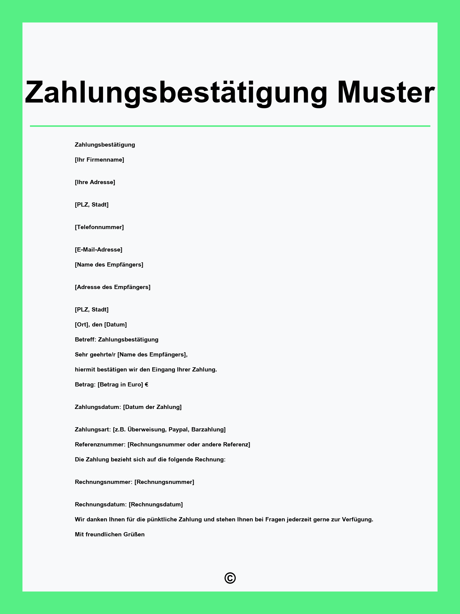 Zahlungsbestätigung Muster